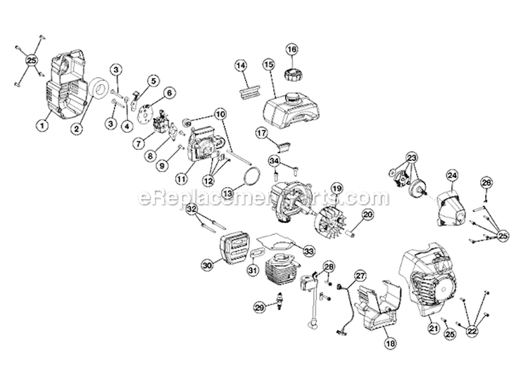 General Assembly Diagram and Parts List for YM70SS 41BDY70C901 Yard Man Trimmer